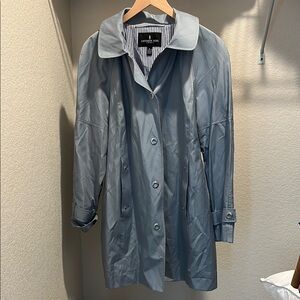 London Fog Blue Gray Trench Coat Water-Resistant Classic